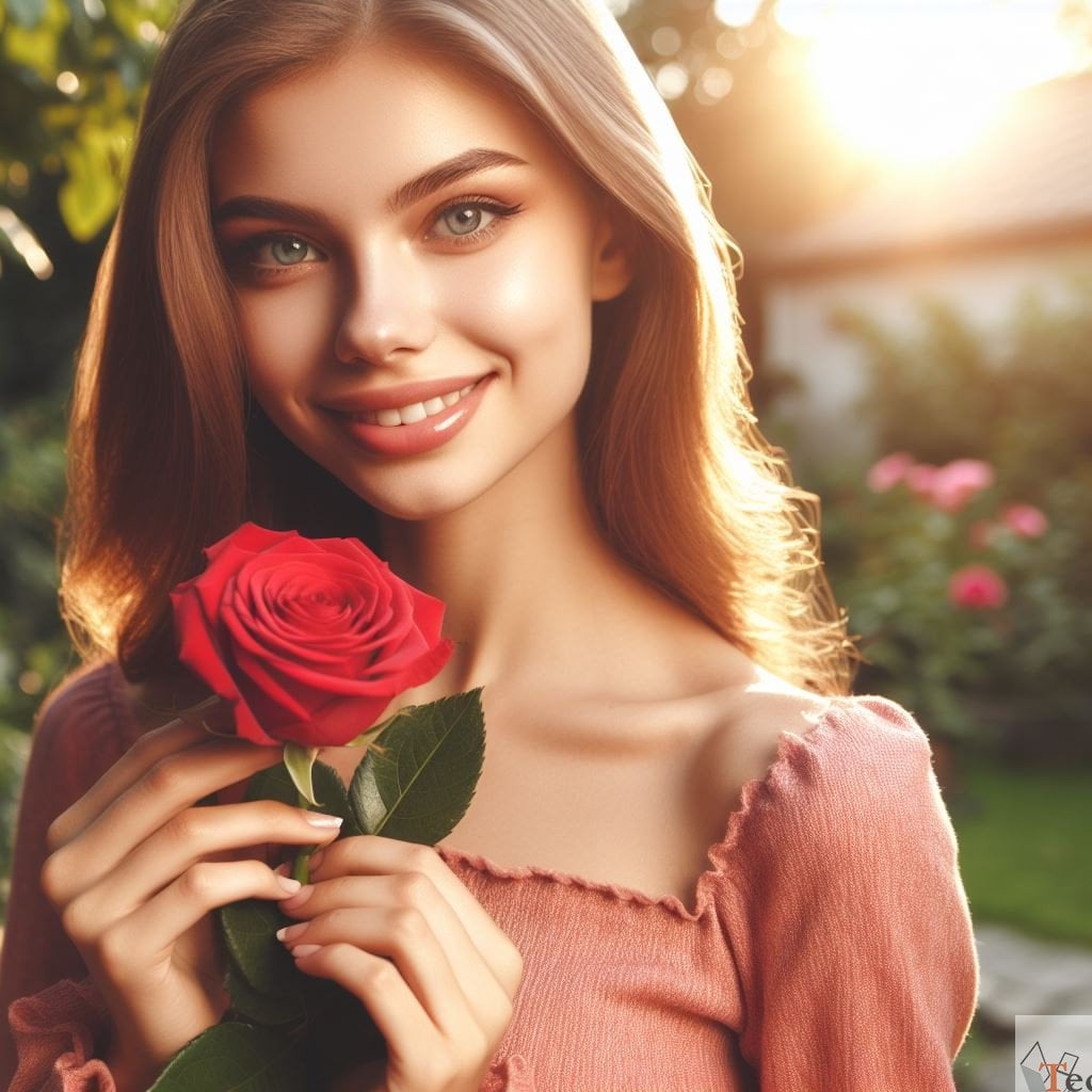 good morning image with Rose flower girl