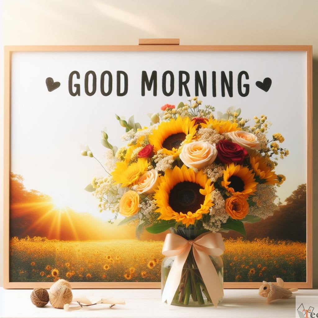 monday good morning image with flowers